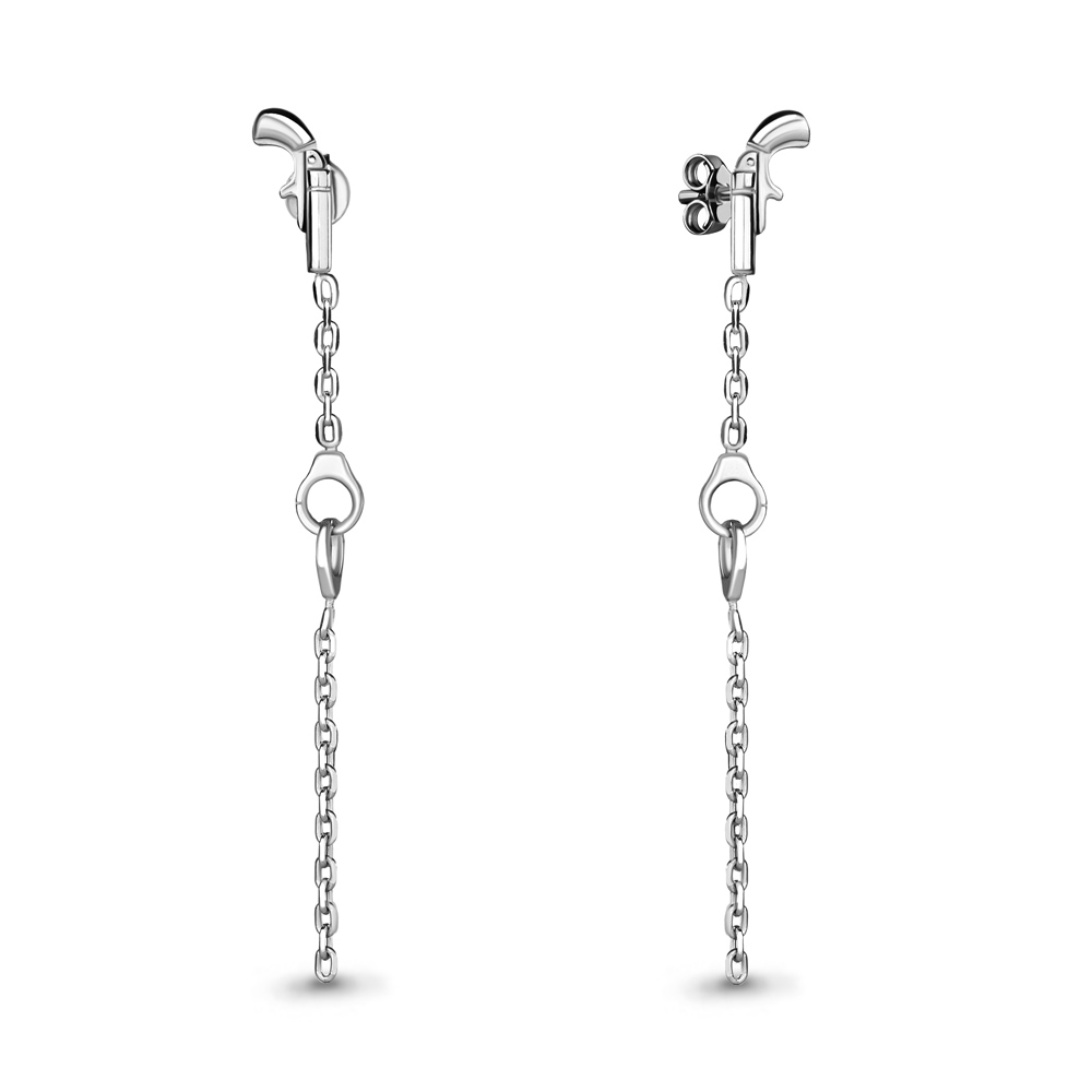 Пусеты из родированого серебра 925 пробы 33924