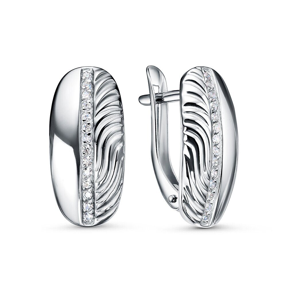 Серьги с английским замком женские из родированого серебра 925 пробы 3101020751