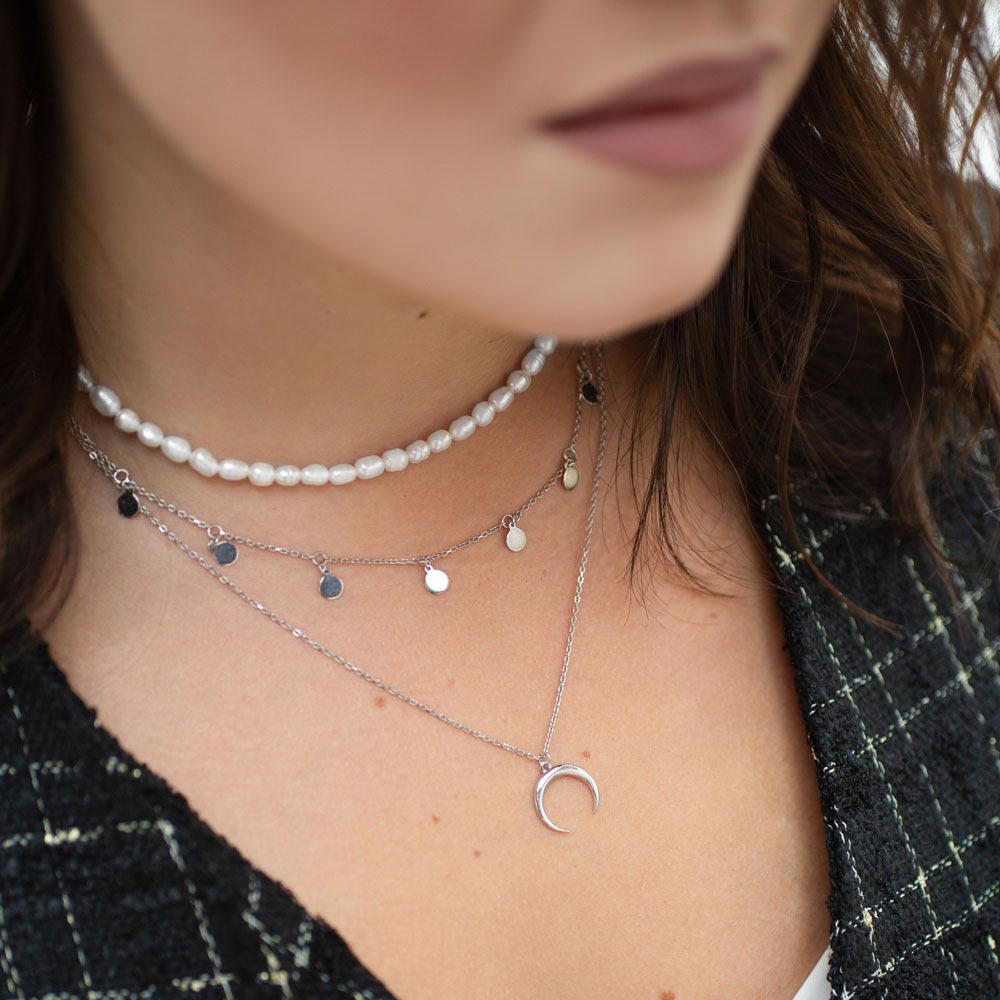 Колье из родированого серебра 925 пробы 0320383-00245