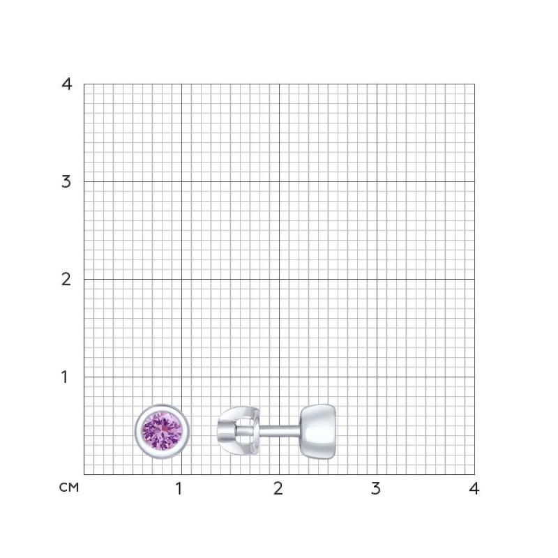 Пусеты из родированого серебра 925 пробы 94022236