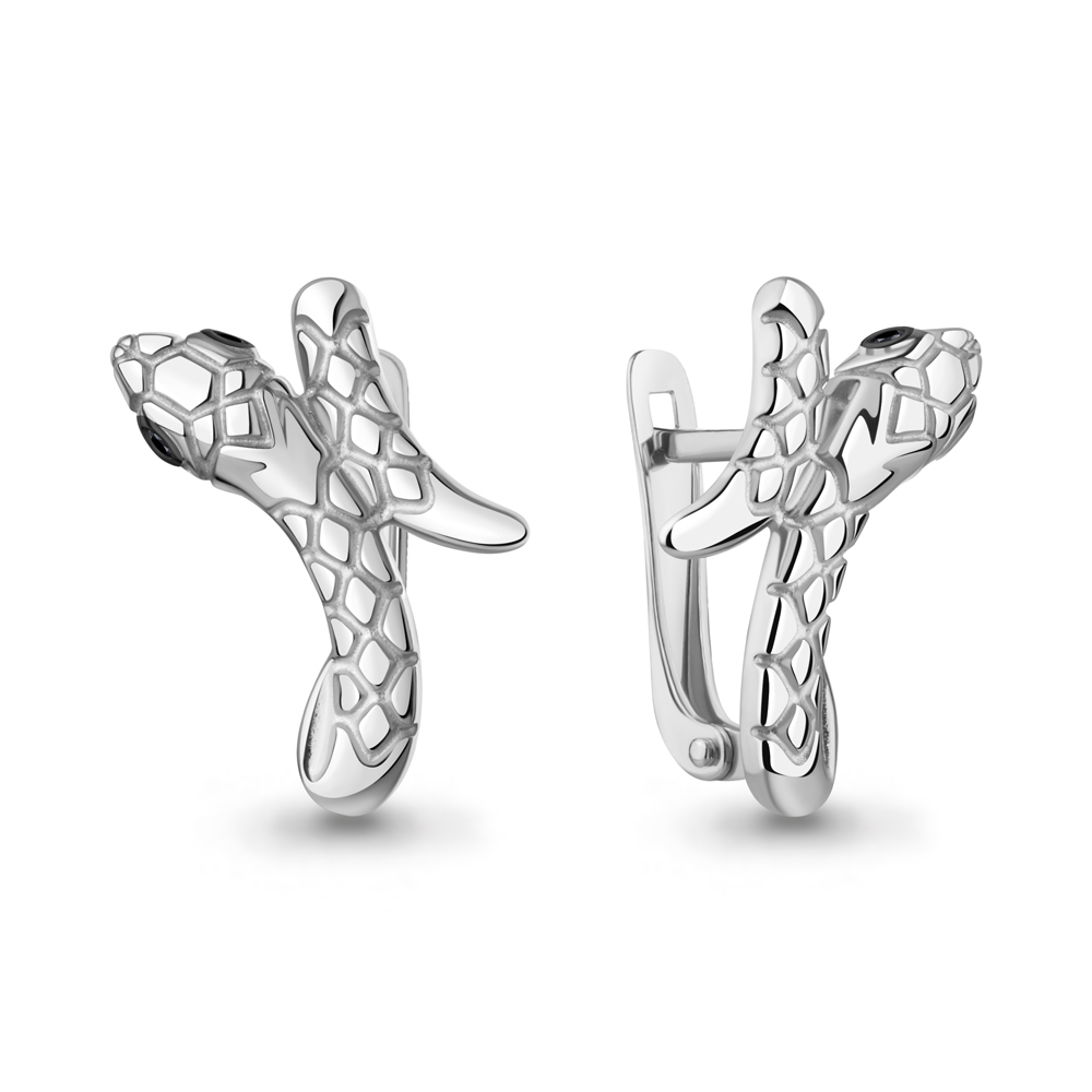 Серьги из серебра 400556Ч Змея