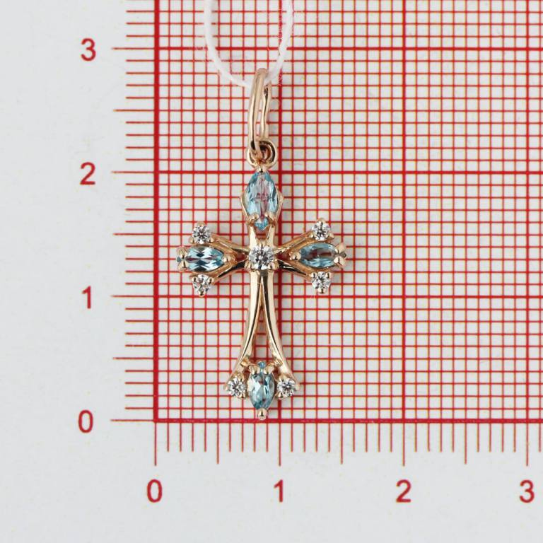 Крест из красного золота 585 пробы 300-245  Голубой