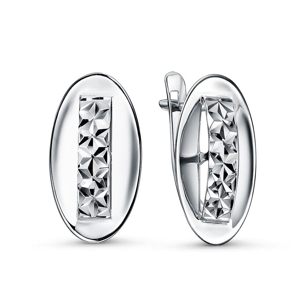 Серьги с английским замком женские из родированого серебра 925 пробы 3671029200