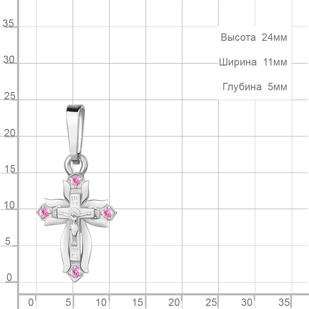 Крест из родированого серебра 925 пробы 20478В