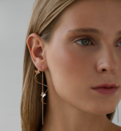 Серьги протяжки женские из красного золота 585 пробы НС12-1832