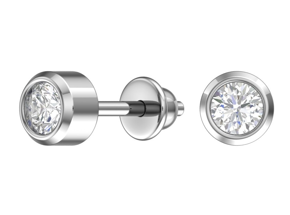 Пусеты из родированого серебра 925 пробы 6001153-00205