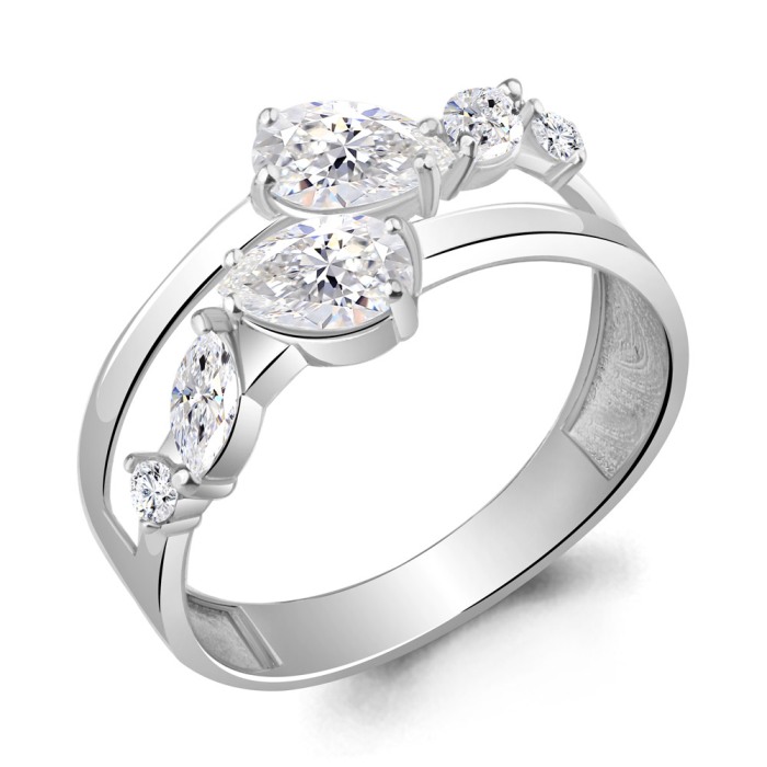 Кольцо из родированого серебра 925 пробы 67218А