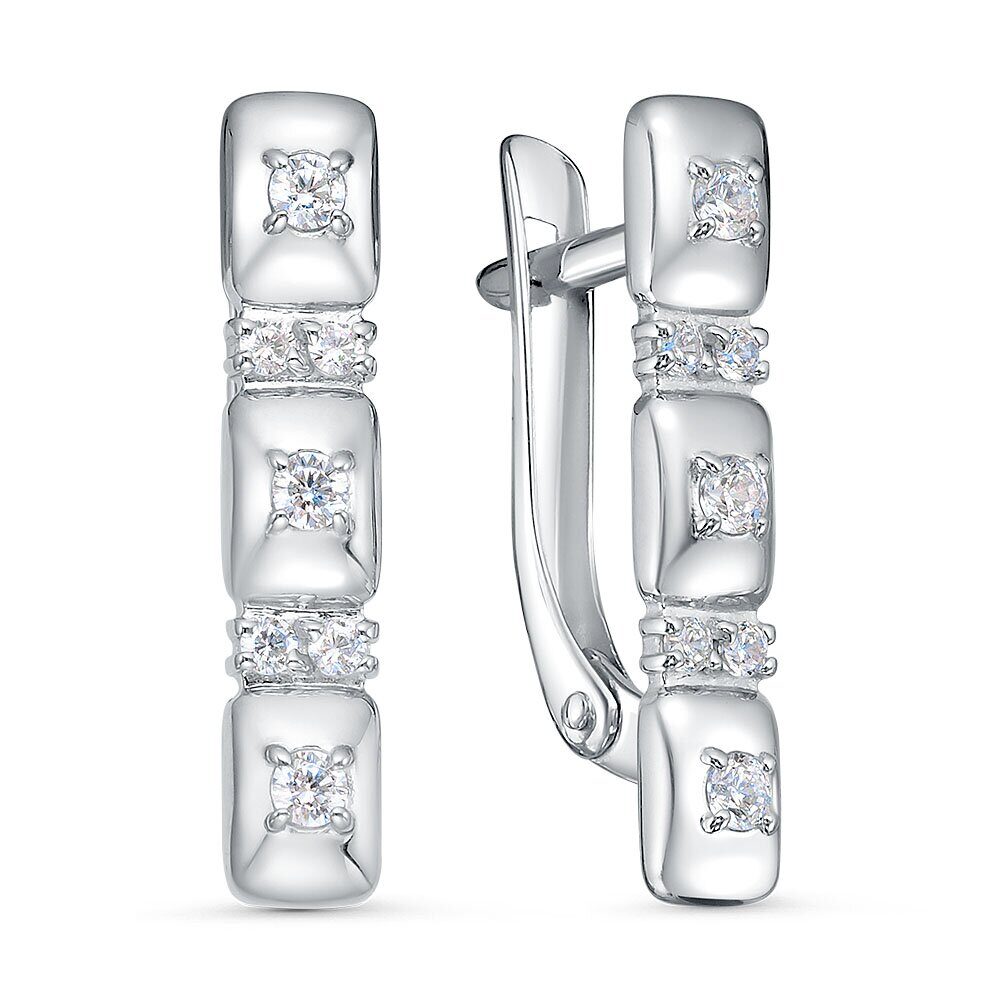 Серьги с английским замком женские из родированого серебра 925 пробы 3101028631