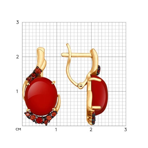 Серьги с английским замком женские из красного золота 585 пробы 724182