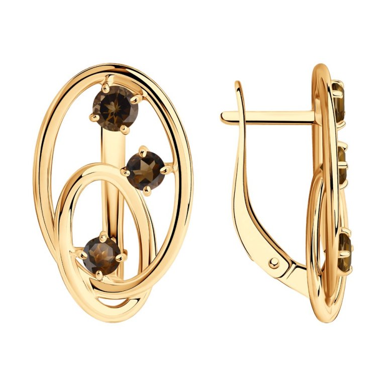 Серьги с английским замком женские из позолоченого серебра 925 пробы 92022306