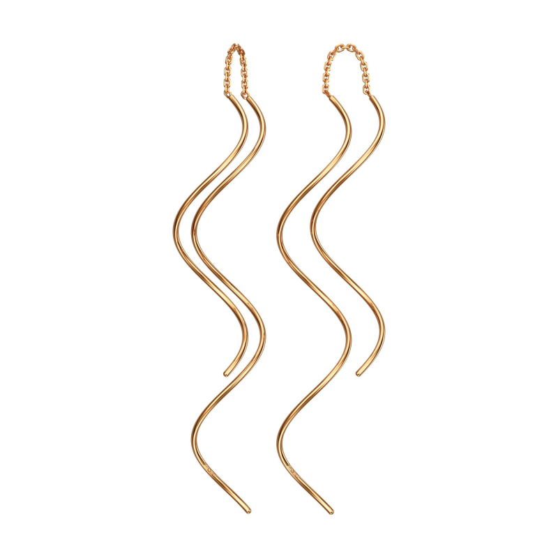 Серьги протяжки женские из красного золота 585 пробы НС12-364