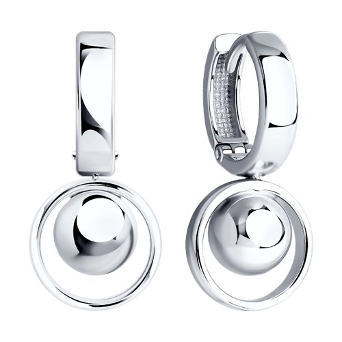 Серьги конго женские из родированого серебра 925 пробы 94024767