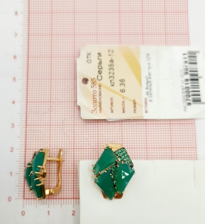 Серьги с английским замком женские из красного золота 585 пробы кл3235а-12