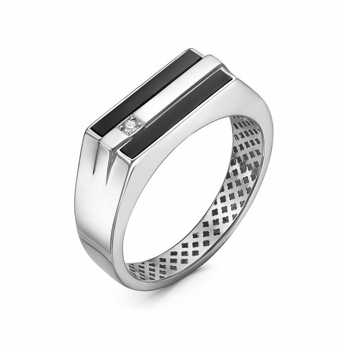 Печатка из родированого серебра 925 пробы с040022