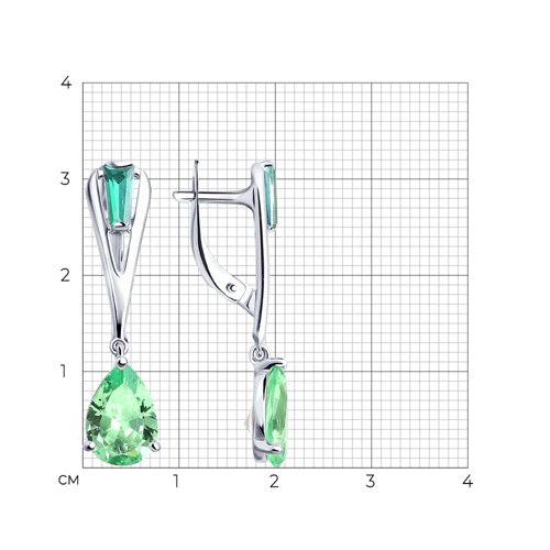Серьги с английским замком женские из родированого серебра 925 пробы 94023262