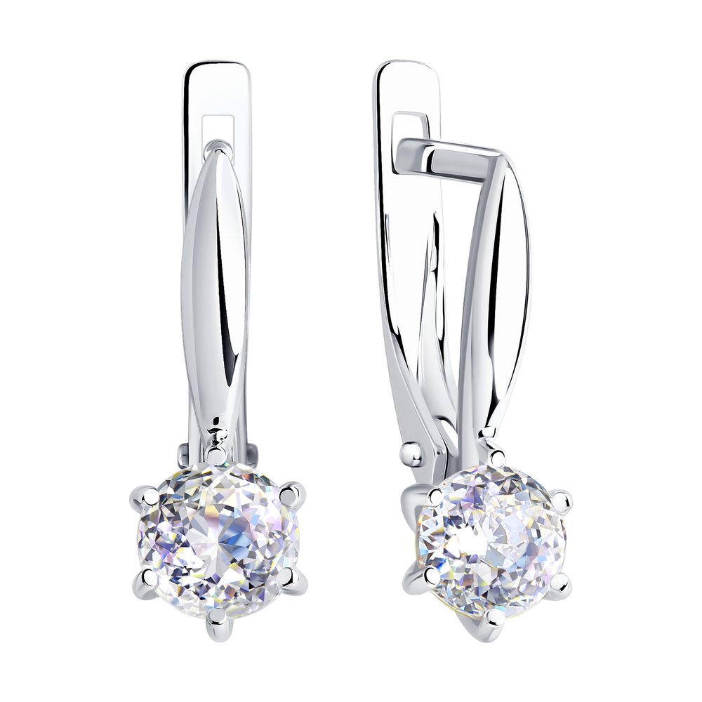 Серьги с английским замком женские из белого золота 585 пробы 81020272