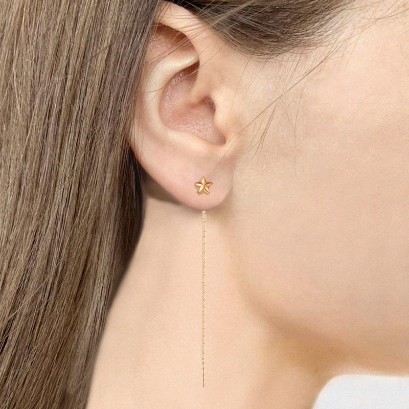 Серьги протяжки женские из красного золота 585 пробы 34716