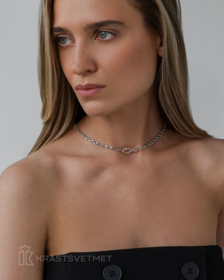 Колье из родированого серебра 925 пробы НХ22-2018-3 д. 2 мм