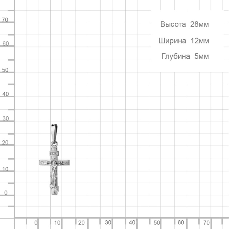 Крест из родированного серебра 925 пробы 11422