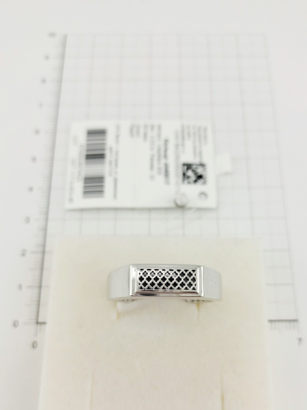 Печатка из родированого серебра 925 пробы с040017