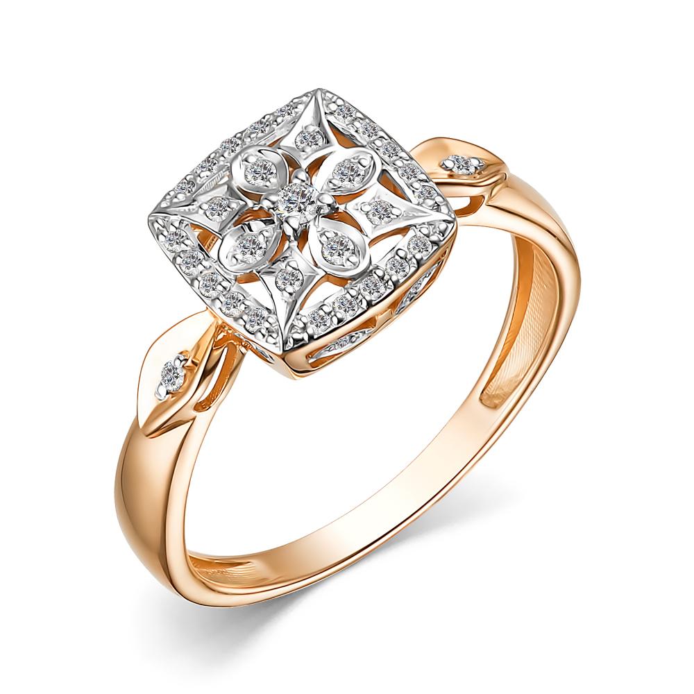 Кольцо из красного золота 585 пробы 15088-100 с бриллиантом