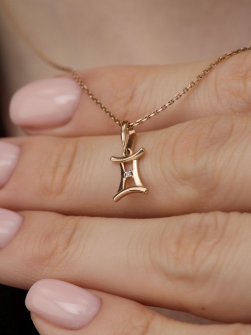 Подвеска из красного золота 585 пробы 34211-100 с бриллиантом