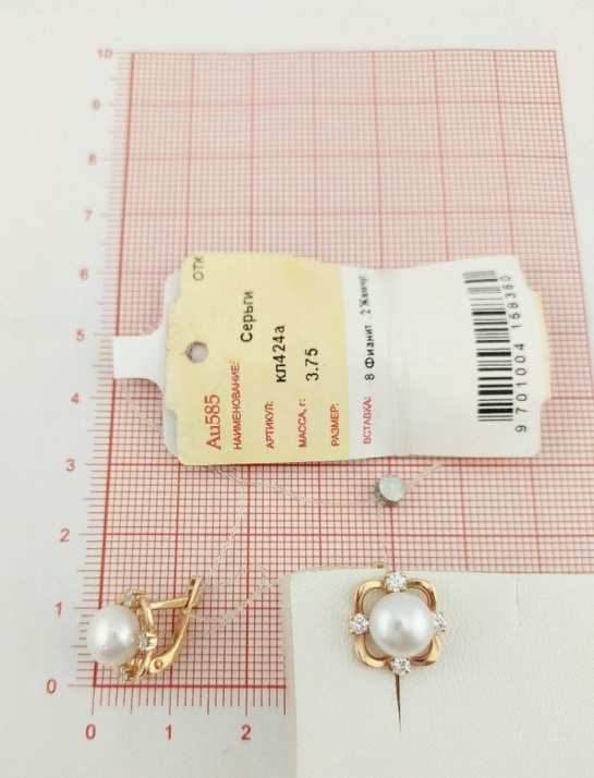 Серьги с английским замком женские из красного золота 585 пробы кл424а