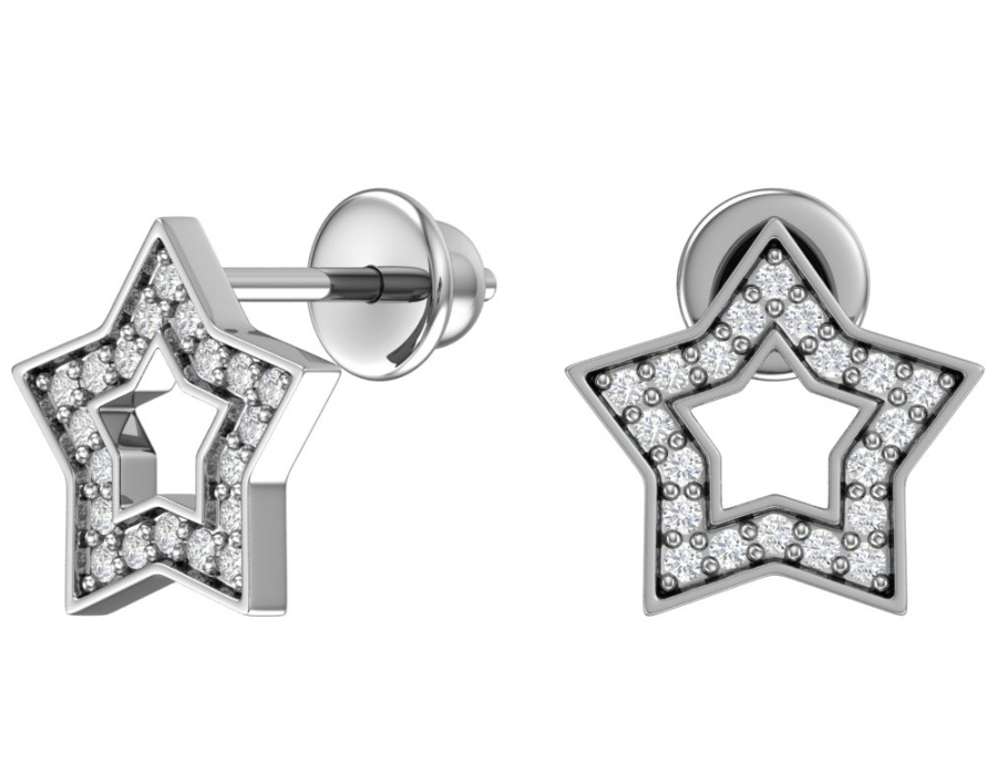 Пусеты из родированого серебра 925 пробы 6001456-00775