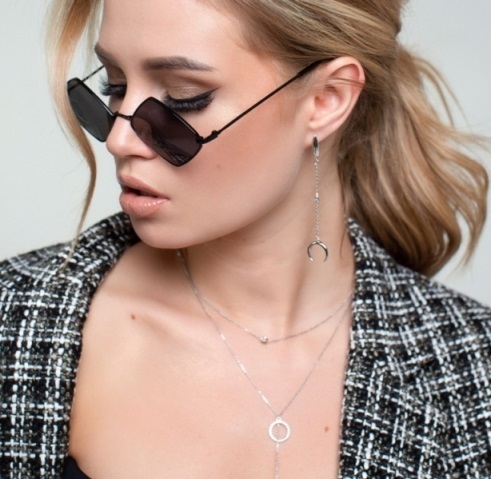 Серьги с английским замком женские из родированого серебра 925 пробы 0221478-00775