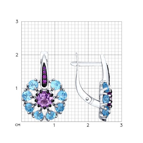 Серьги с английским замком женские из родированого серебра 925 пробы 92021560