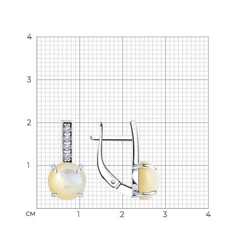 Серьги с английским замком женские из родированого серебра 925 пробы 94-320-00887-1