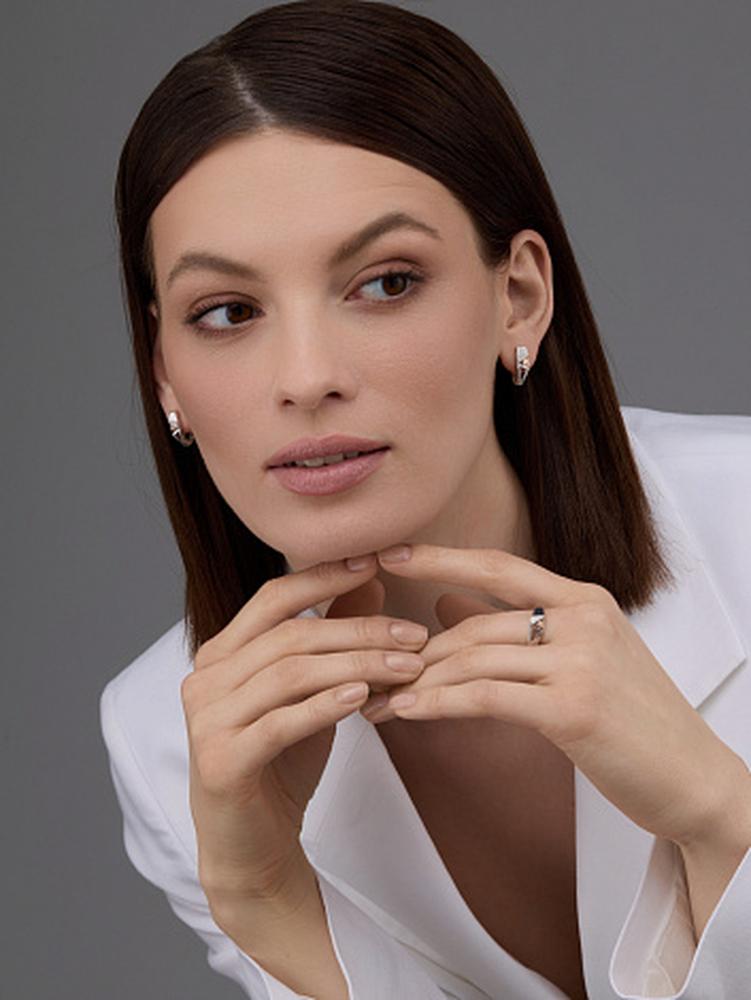 Кольцо из родированого серебра 925 пробы 01-4338/000Б-00 и бриллиантом