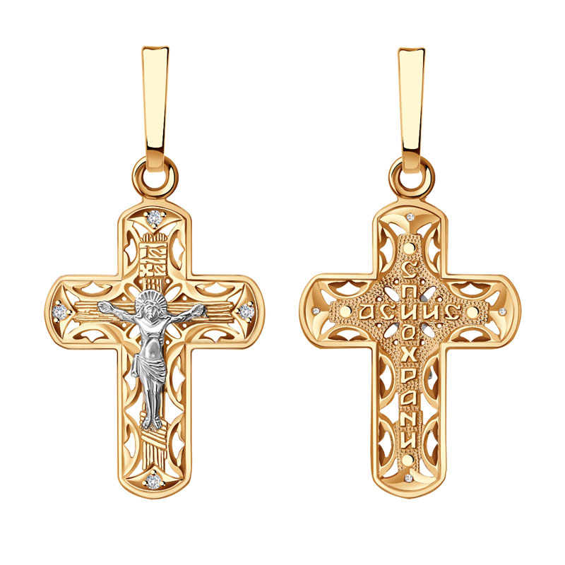 Крест из красного золота 585 пробы Кр264-01