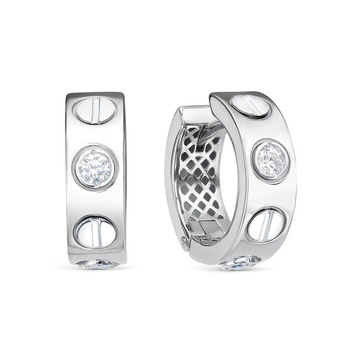 Серьги конго женские из родированого серебра 925 пробы с120383