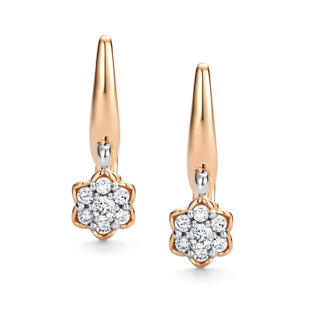 Серьги с английским замком женские из красного золота 585 пробы 26935-100