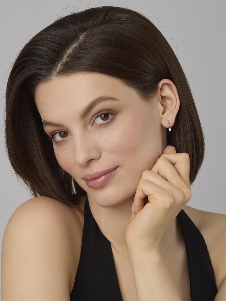 Серьги с английским замком женские из красного золота 585 пробы 26470-100 с бриллиантами