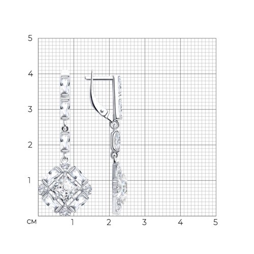 Серьги с английским замком женские из родированого серебра 925 пробы 94023296
