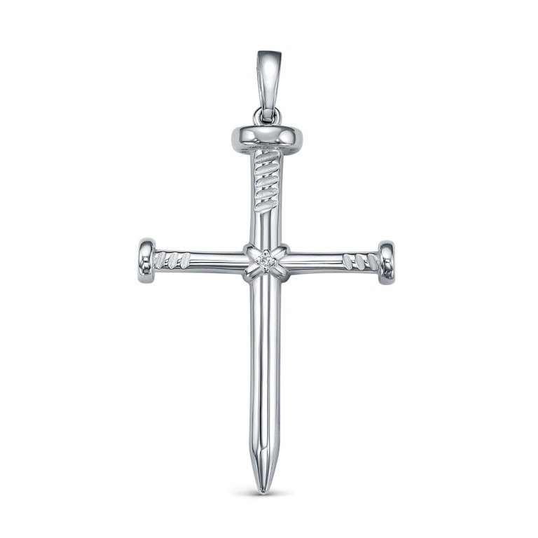 Крест из родированого серебра 925 пробы с180023