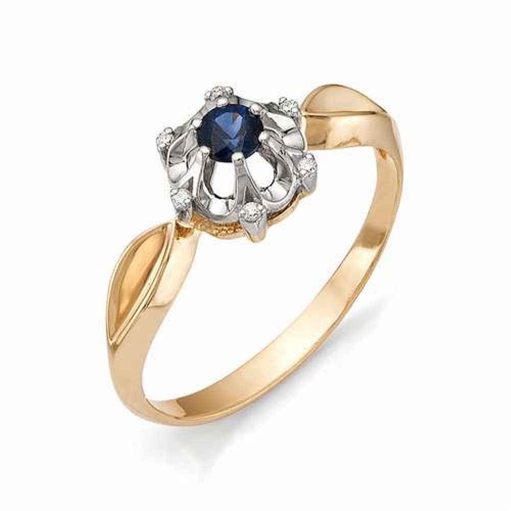 Кольцо из золота 585 пробы К1303-122 с бриллиантами и сапфиром