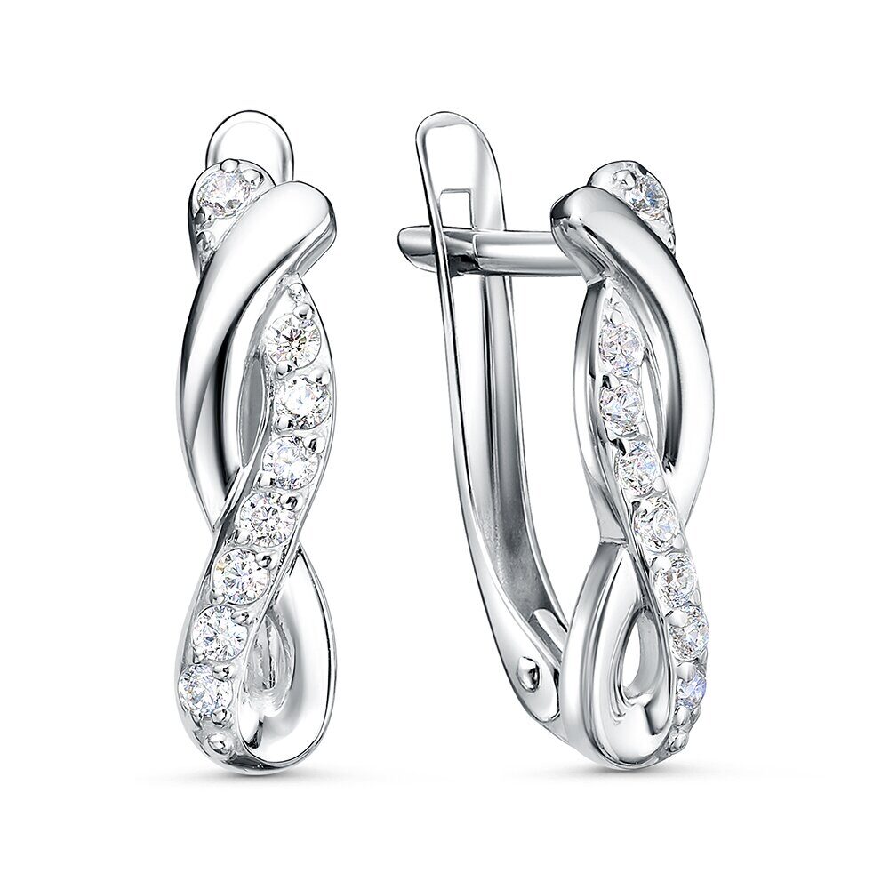 Серьги с английским замком женские из родированого серебра 925 пробы 3101028736