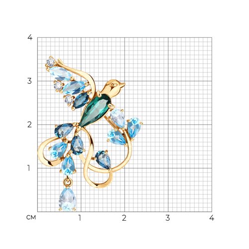 Брошь из красного золота 585 пробы 740366