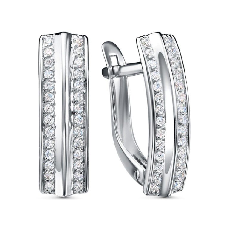 Серьги с английским замком женские из родированого серебра 925 пробы 3101028732