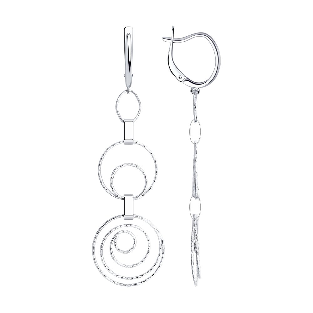 Серьги с английским замком женские из родированого серебра 925 пробы 94024392