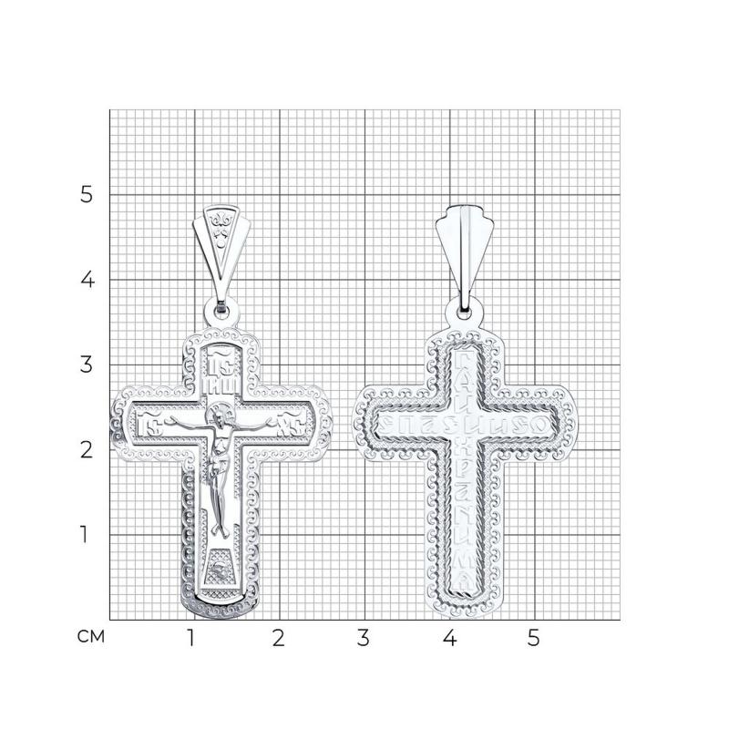 Крест из родированого серебра 925 пробы 94120066