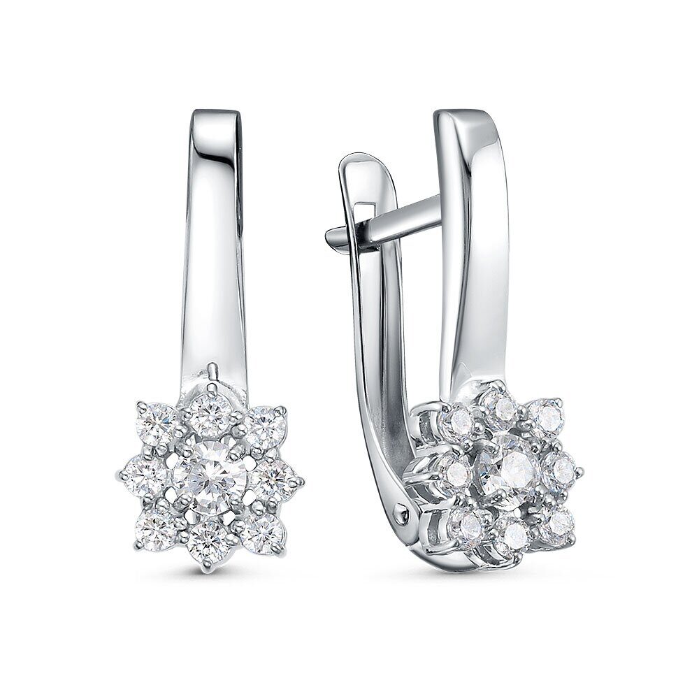 Серьги с английским замком женские из родированого серебра 925 пробы 3101028470