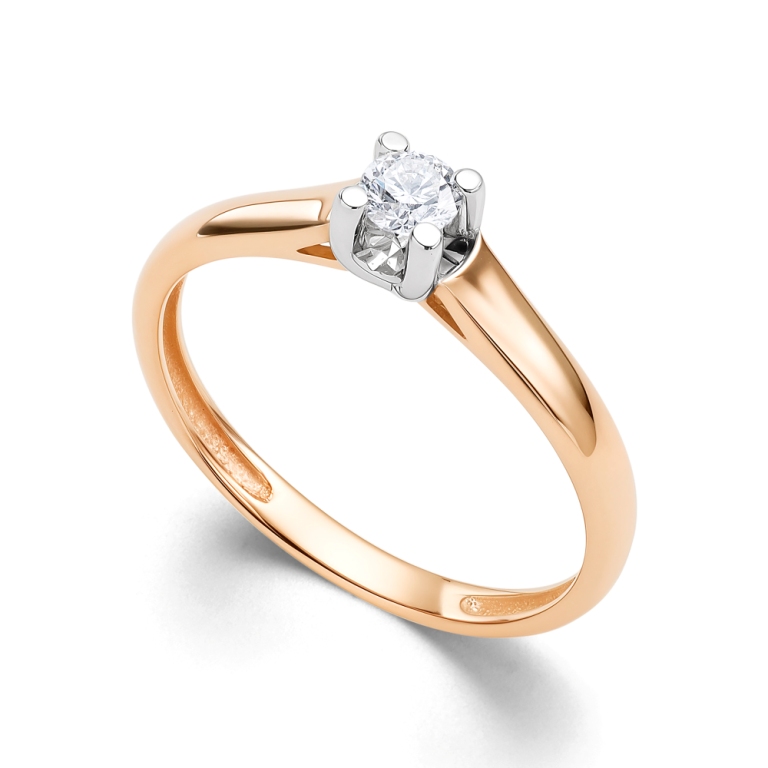 Кольцо из красного золота 585 пробы 13997-100 с бриллиантом