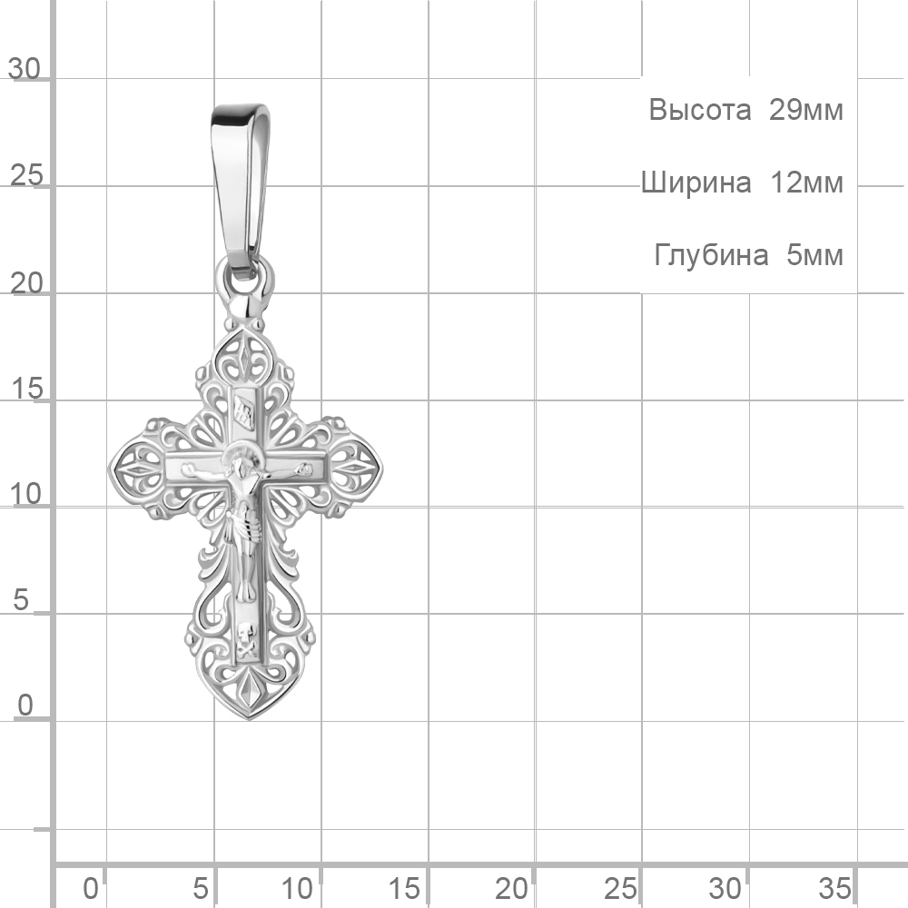 Крест из родированного серебра 925 пробы 11170