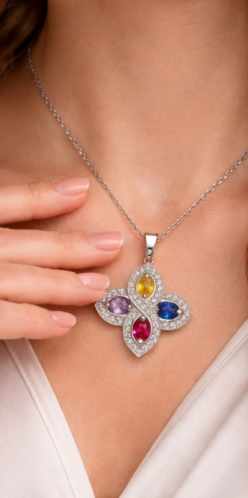 Колье из родированного серебра 925 пробы 06-1549/0М16-00 и фианитами
