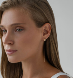 Серьги протяжки из красного золота 585 пробы НС12-1827