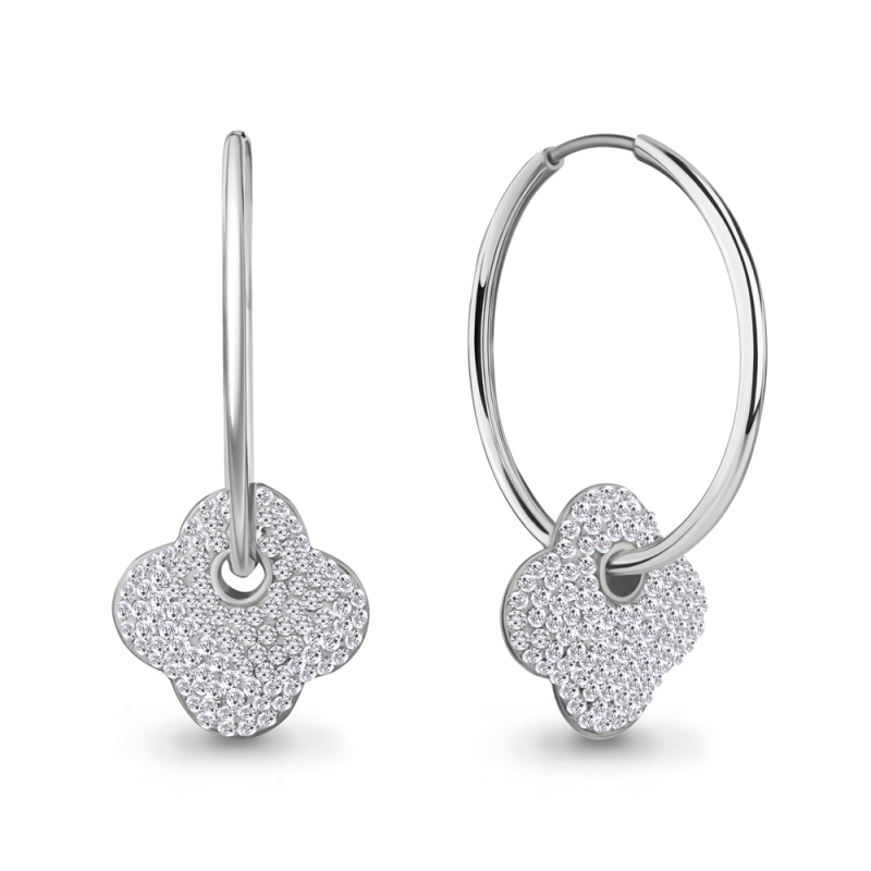 Серьги конго женские из родированого серебра 925 пробы 49572